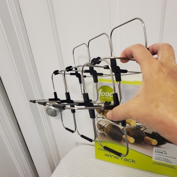 NIB Food Network Collapsible Wine Storage Rack Silvertone Retail $25 - Picture 4 of 7